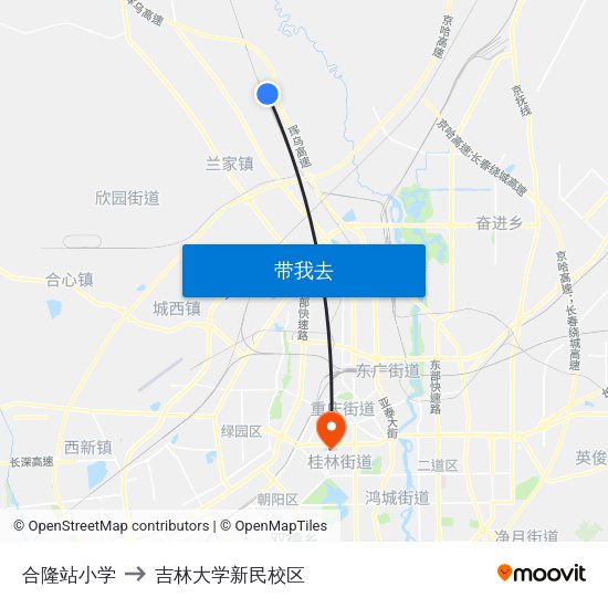 合隆站小学 to 吉林大学新民校区 map