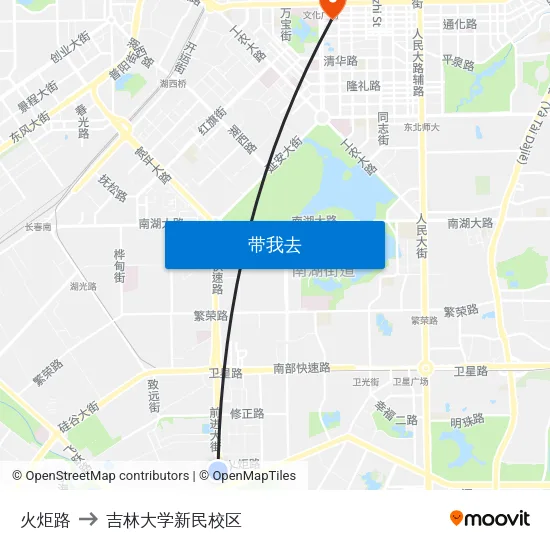 火炬路 to 吉林大学新民校区 map