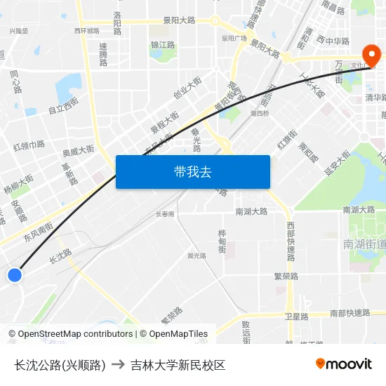 长沈公路(兴顺路) to 吉林大学新民校区 map