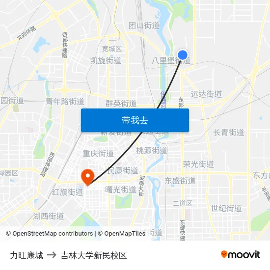 力旺康城 to 吉林大学新民校区 map