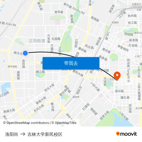 洛阳街 to 吉林大学新民校区 map