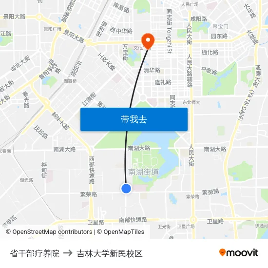省干部疗养院 to 吉林大学新民校区 map