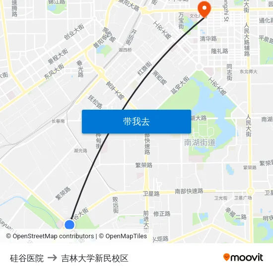 硅谷医院 to 吉林大学新民校区 map