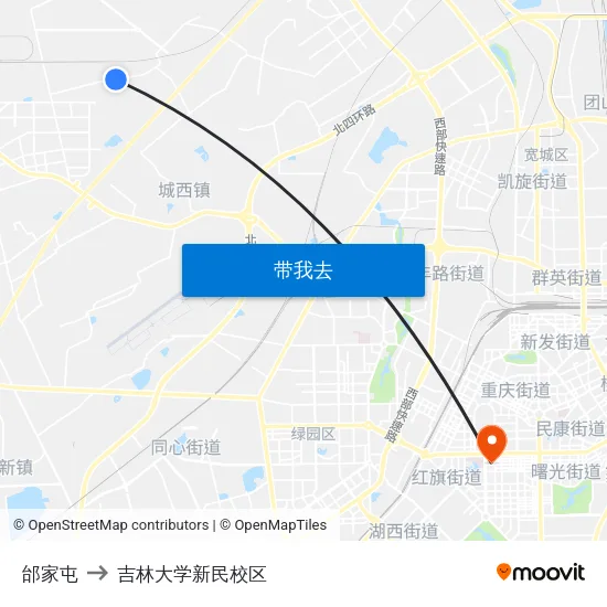 邰家屯 to 吉林大学新民校区 map
