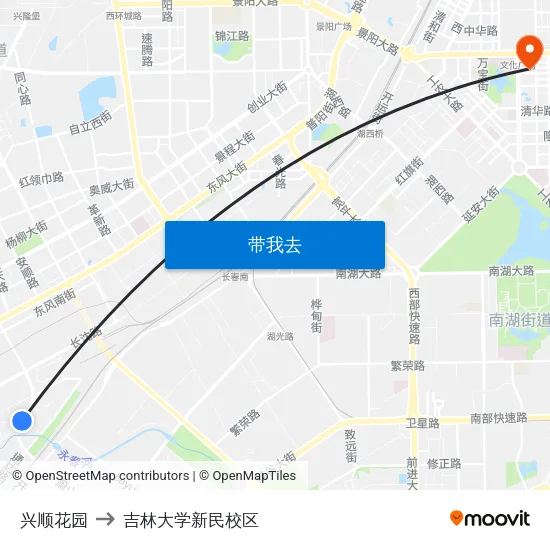 兴顺花园 to 吉林大学新民校区 map
