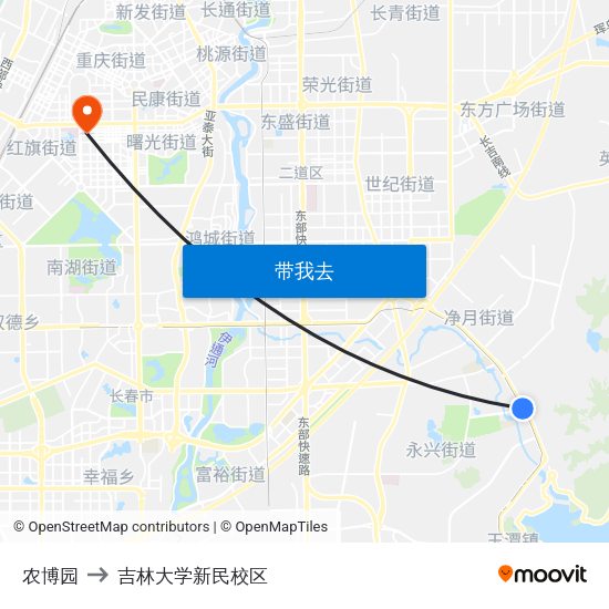 农博园 to 吉林大学新民校区 map