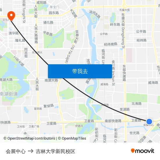 会展中心 to 吉林大学新民校区 map