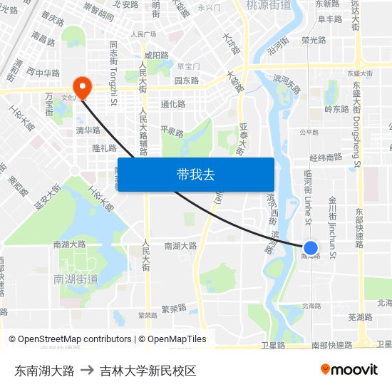 东南湖大路 to 吉林大学新民校区 map
