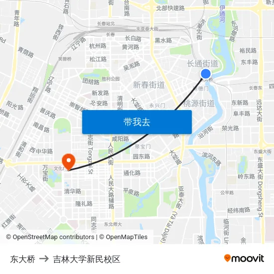 东大桥 to 吉林大学新民校区 map
