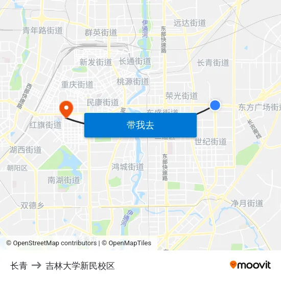长青 to 吉林大学新民校区 map