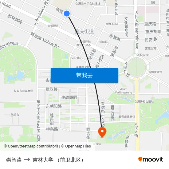 崇智路 to 吉林大学 （前卫北区） map