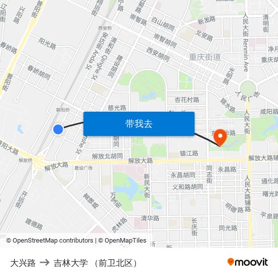 大兴路 to 吉林大学 （前卫北区） map