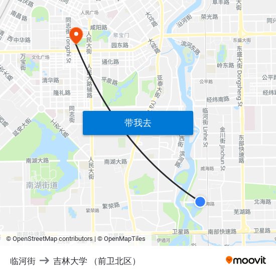 临河街 to 吉林大学 （前卫北区） map