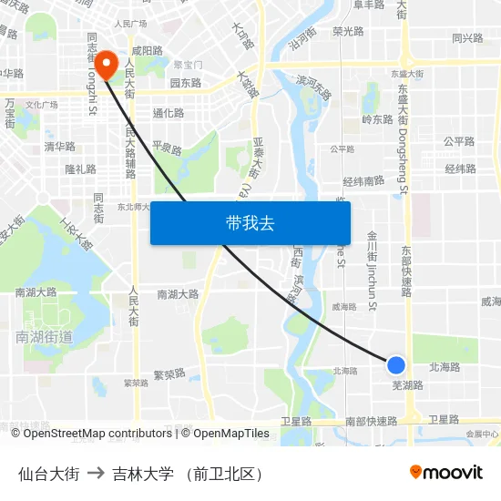 仙台大街 to 吉林大学 （前卫北区） map
