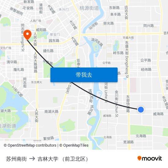 苏州南街 to 吉林大学 （前卫北区） map