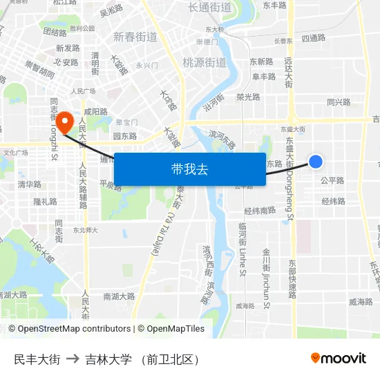 民丰大街 to 吉林大学 （前卫北区） map