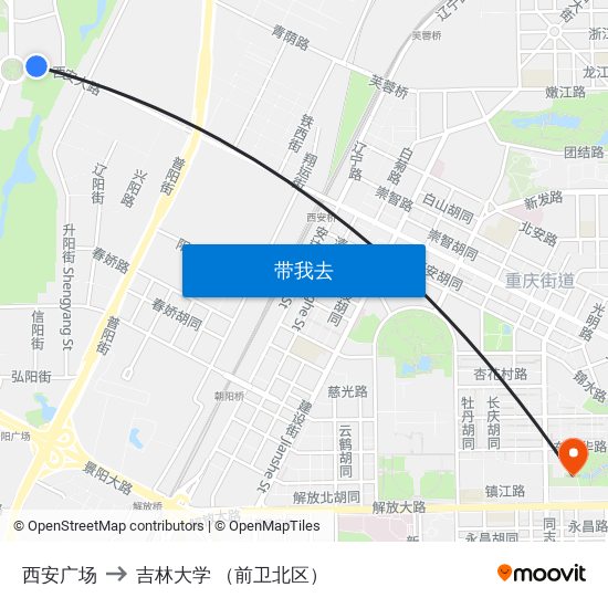 西安广场 to 吉林大学 （前卫北区） map