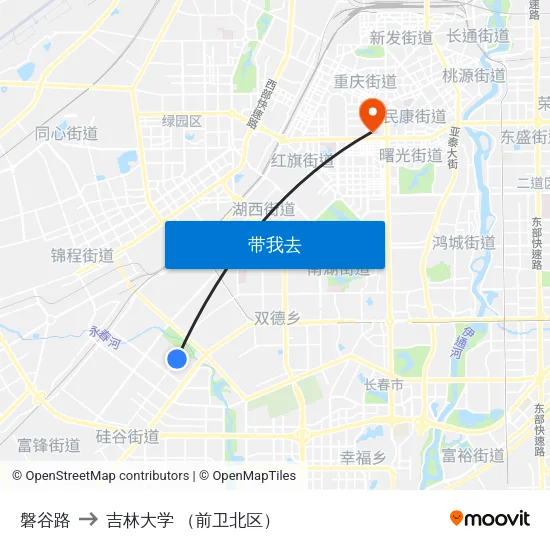 磐谷路 to 吉林大学 （前卫北区） map