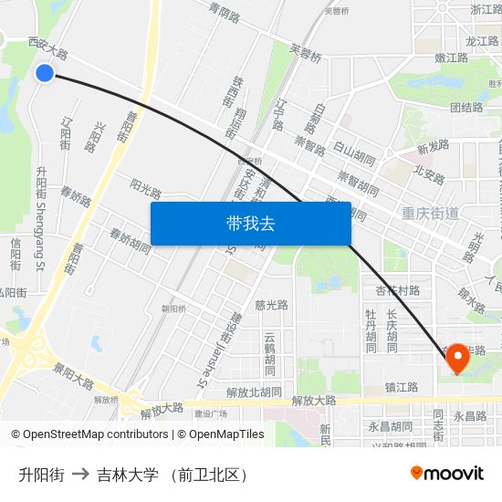 升阳街 to 吉林大学 （前卫北区） map