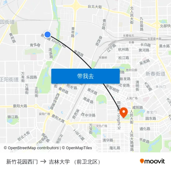 新竹花园西门 to 吉林大学 （前卫北区） map