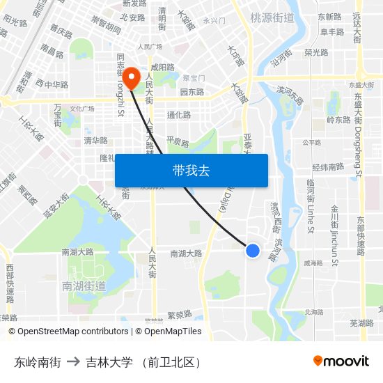 东岭南街 to 吉林大学 （前卫北区） map