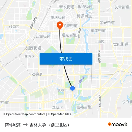 南环城路 to 吉林大学 （前卫北区） map