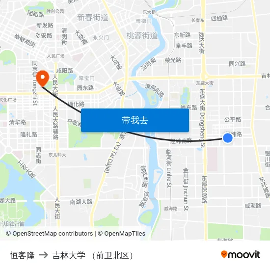 恒客隆 to 吉林大学 （前卫北区） map