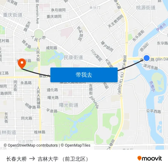 长春大桥 to 吉林大学 （前卫北区） map