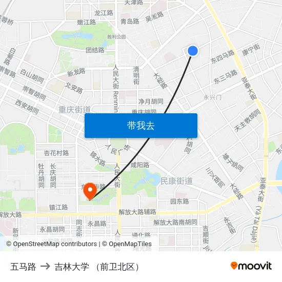 五马路 to 吉林大学 （前卫北区） map