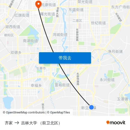 齐家 to 吉林大学 （前卫北区） map