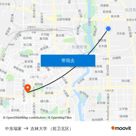 中东瑞家 to 吉林大学 （前卫北区） map