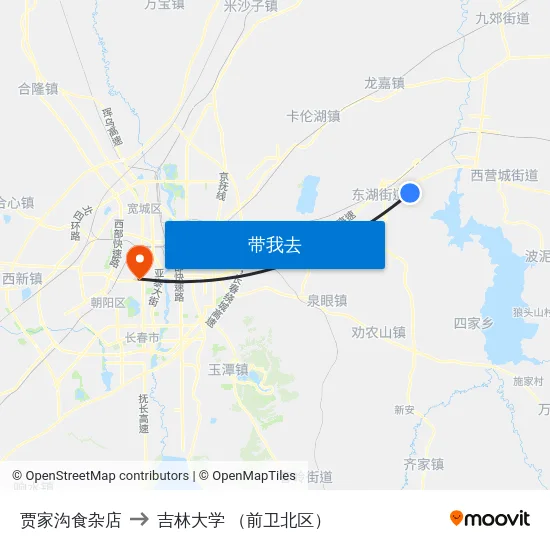 贾家沟食杂店 to 吉林大学 （前卫北区） map
