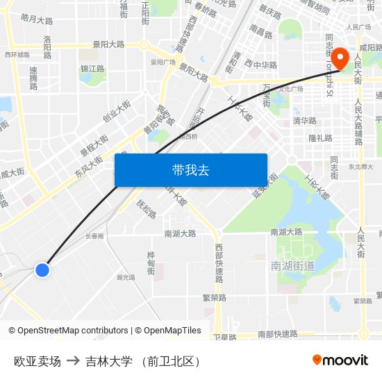 欧亚卖场 to 吉林大学 （前卫北区） map