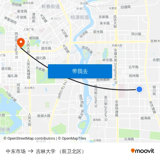 中东市场 to 吉林大学 （前卫北区） map