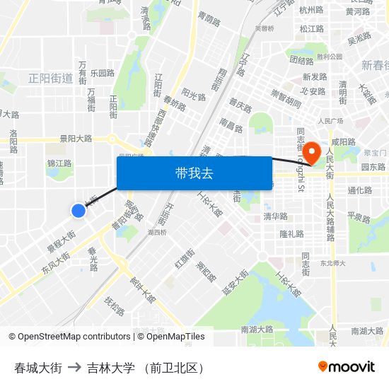 春城大街 to 吉林大学 （前卫北区） map