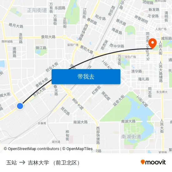 五站 to 吉林大学 （前卫北区） map