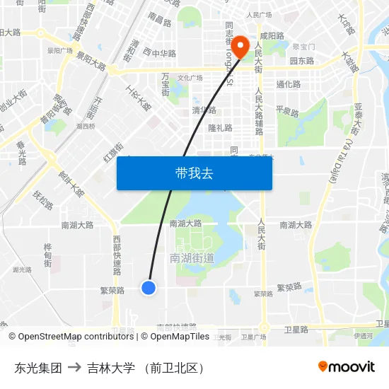 东光集团 to 吉林大学 （前卫北区） map