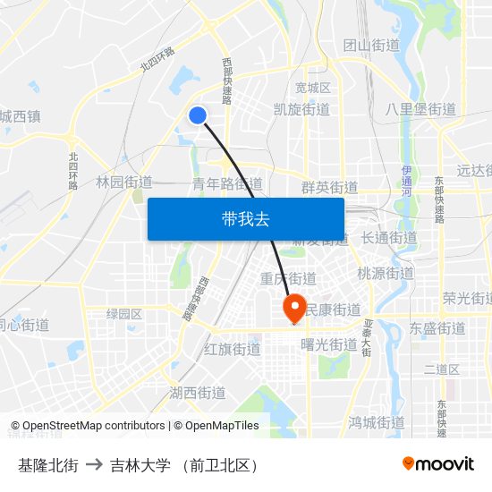 基隆北街 to 吉林大学 （前卫北区） map