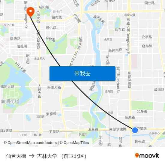 仙台大街 to 吉林大学 （前卫北区） map