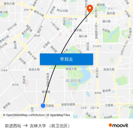 前进西站 to 吉林大学 （前卫北区） map