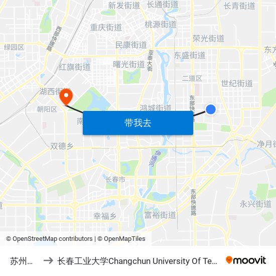 苏州南街 to 长春工业大学Changchun University Of Technology map