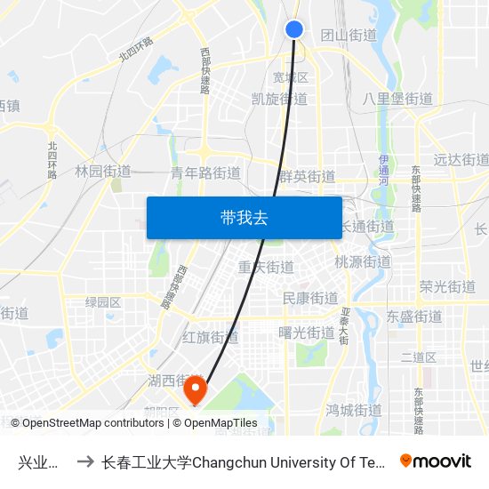 兴业监狱 to 长春工业大学Changchun University Of Technology map