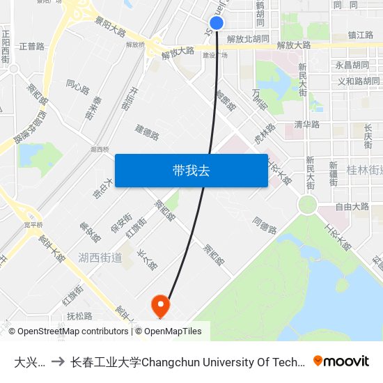 大兴路 to 长春工业大学Changchun University Of Technology map