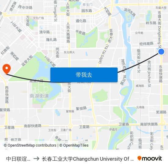 中日联谊医院 to 长春工业大学Changchun University Of Technology map