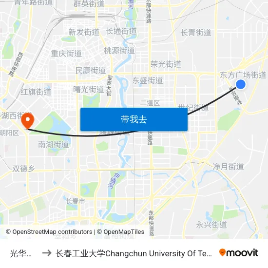 光华学院 to 长春工业大学Changchun University Of Technology map