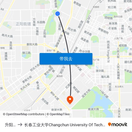 升阳街 to 长春工业大学Changchun University Of Technology map