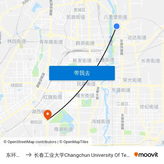 东环城路 to 长春工业大学Changchun University Of Technology map