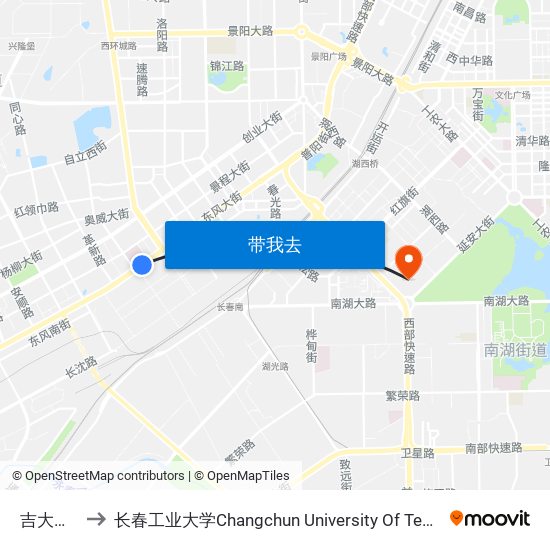 吉大四院 to 长春工业大学Changchun University Of Technology map