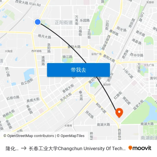 隆化路 to 长春工业大学Changchun University Of Technology map