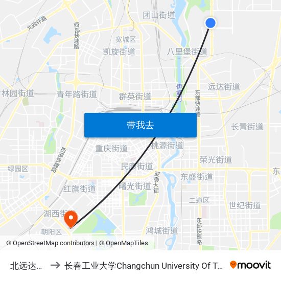 北远达大街 to 长春工业大学Changchun University Of Technology map